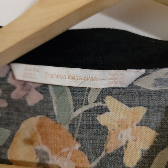 Zara Multicolor Floral Tie Front LS Blouse Sz M Office Siren Dainty Corpcore - Picture 9 of 11